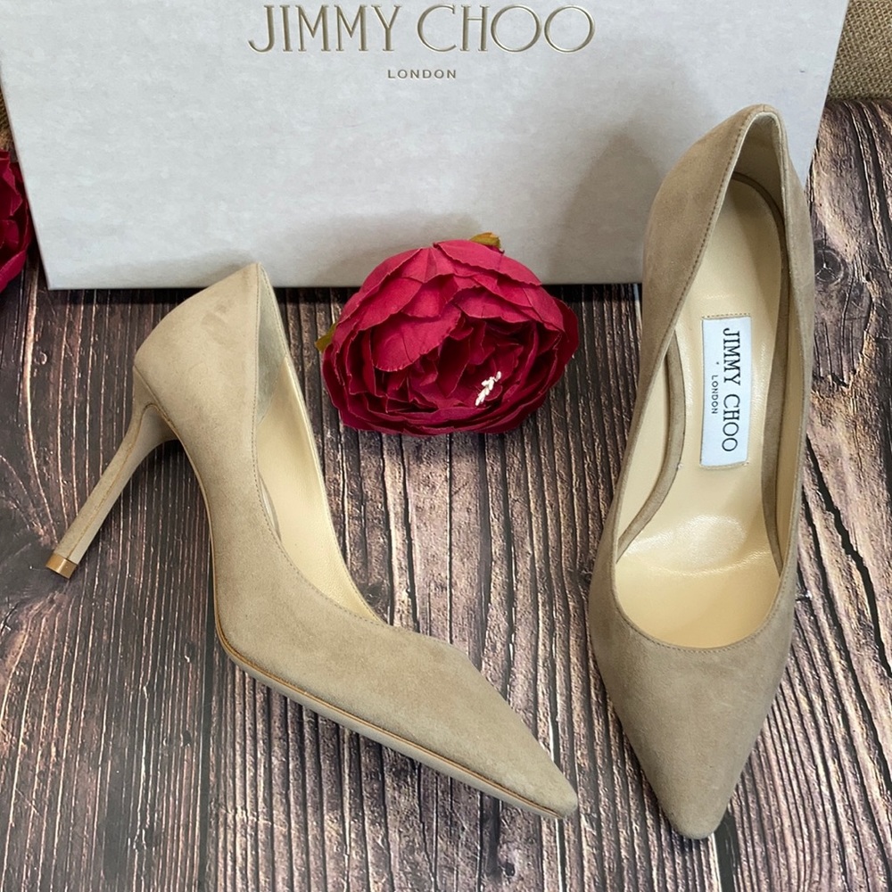 JIMMY CHOO Tan Leather Romy Pump 36.5M
